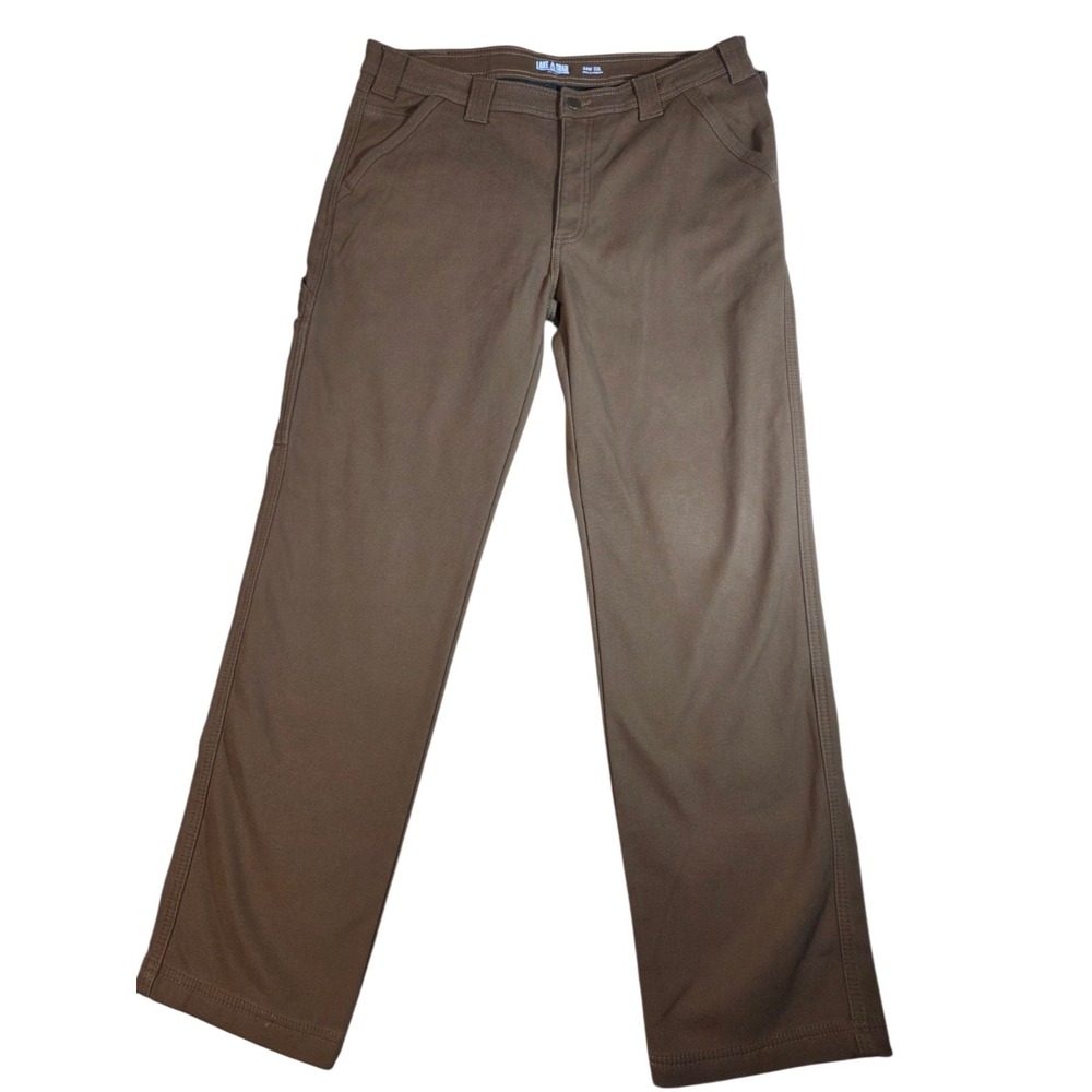 Lake & Trail Brown Canvas Cargo Fleece-Lined Pants 36x31 NWOT Workwear